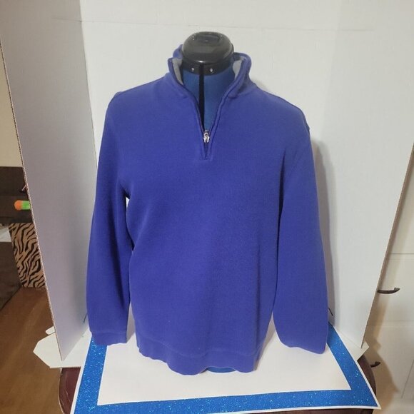 TASSO ELBA Pullover Sweatshirt Quarter Zip Mock Neck Top Purple Casual Comfort - Picture 7 of 8